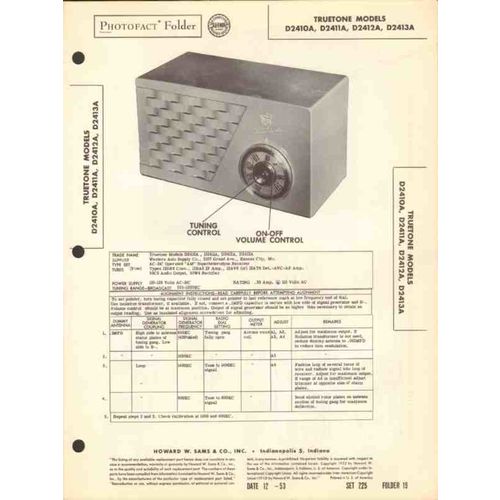 TRUETONE model D241xA 5 tube AM radio receiver Sams Photofact manual