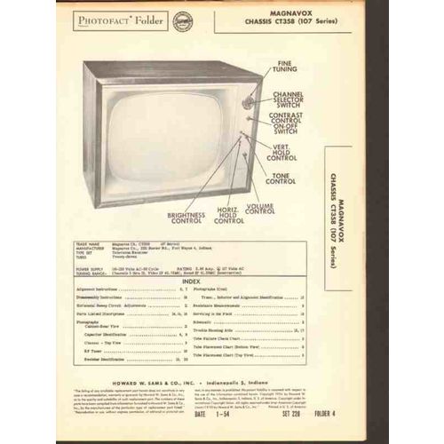 MAGNAVOX models CT358 TV television receiver Sams Photofact manual