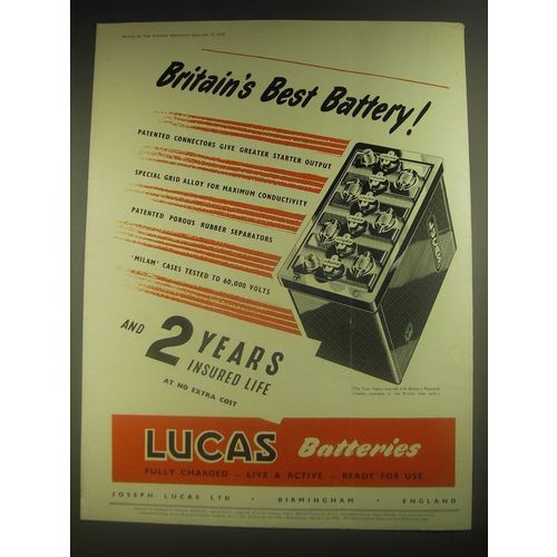 1958 Lucas Batteries Ad - Britain's Best Battery