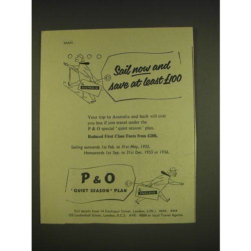 1955 P&O Cruise Ad - Sail now and save at least £100