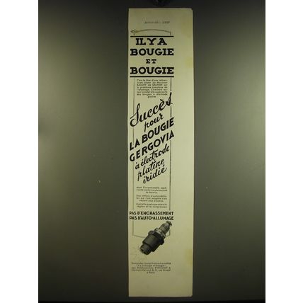 1932 La Bougie Gergovia Sparkplug Ad - in French - Ilya bougie et bougie