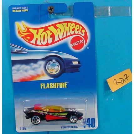 C227 HOT WHEELS 1991 COLLECTOR NO.140 FLASHFIRE TURBO BLACK RED NEW ON CARD