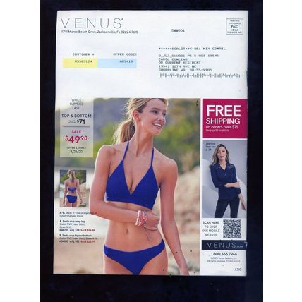 VENUS Catalog 2020 AUGUST SUPER SALE Women's Fashion-Lingerie Swim BRAND NEW