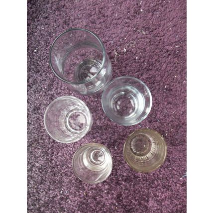 VINTAGE 5 ASSORTED GLASSES SHOT & JUICE 1930-40s **GC**