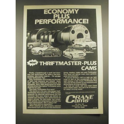 1981 Crane Cams Ad - Economy plus performance