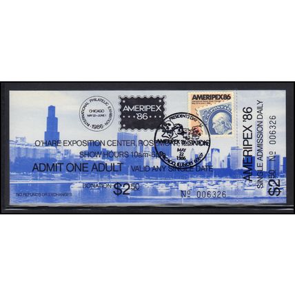 Event Cancel Single Day Ticket 2145 22c AMERIPEX '86 Box0317