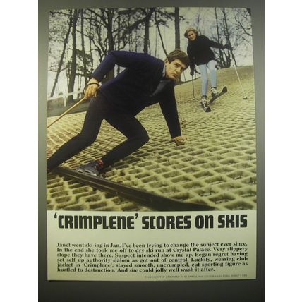 1966 Imperial Chemical Industries Crimplene Ad - Crimplene Scores on Skis
