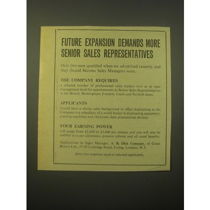 1966 A.B. Dick Company Ad - Future expansion demands more senior sales