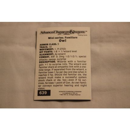 Owl 1992 TSR 2nd Edition Dungeons & Dragons NO.639
