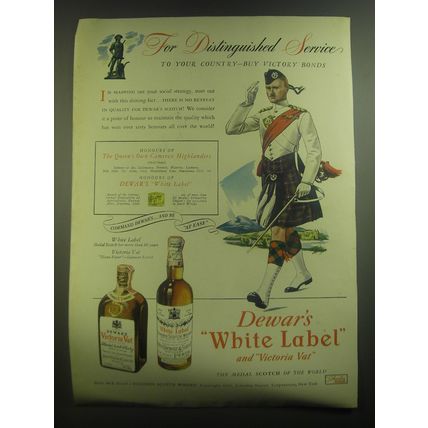 1945 Dewar's Ad - White Label and Victoria Vat Scotch