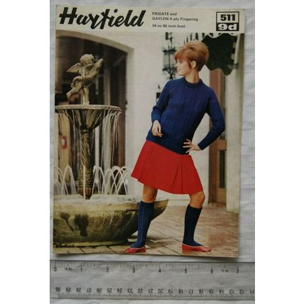 Vintage: Hayfield 511 sweater with lace panels & matching socks, 4 ply fingering