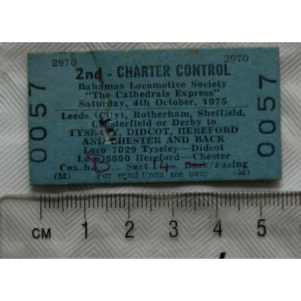 1975 ticket Bahamas Locomotive Society, The Cathedral Express