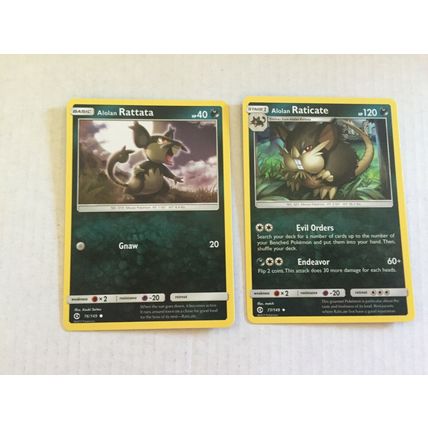 2020 Pokemon Cards Rattata 076/149 & Raticate 077/202