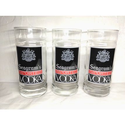(3) Seagram's Imported Vodka Beer Glasses/Tumblers - Logo on Glass - Fast Ship!