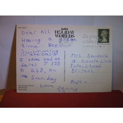 multiview, SOMERWEST WORLD, MINEHEAD, SOMERSET used postcard 1988 pm #