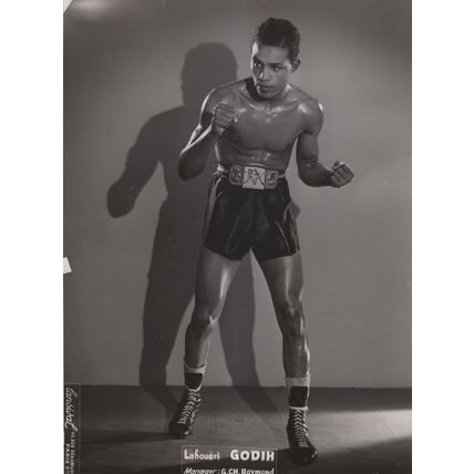 Lahouari Godin Algerian French Boxer Large Old Publicity Photo