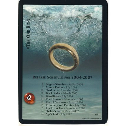 LORD OF THE RINGS TCG/CCG OVERSIZED PROMO CARD 4M1 RELEASE SCHEDULE 2004-2007