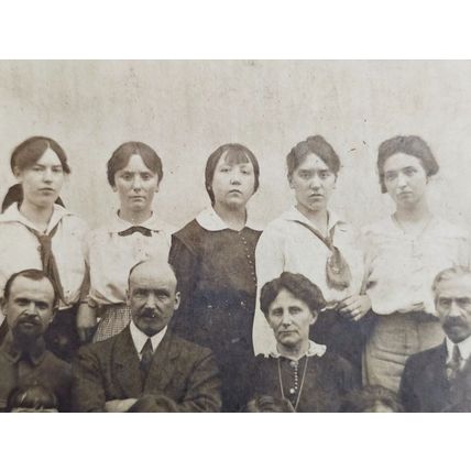 Group of school girls children and teachers, Bergerac France 1900 social history
