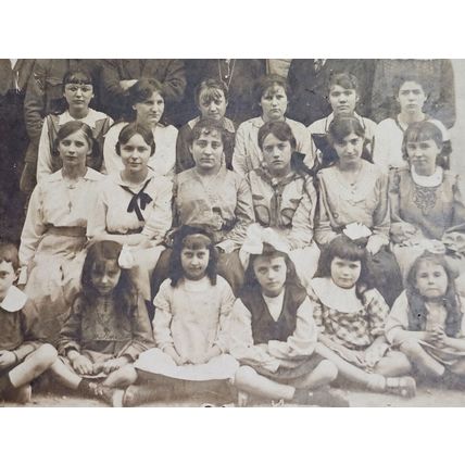 Group of school girls children and teachers, Bergerac France 1900 social history