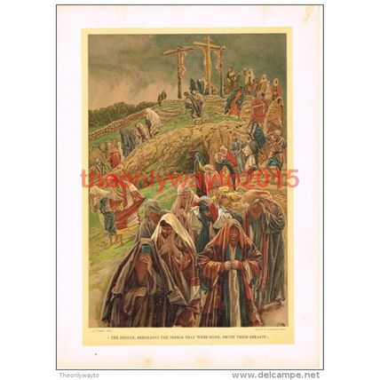 People Beholding.... Smote their Breasts, J J Tissot, Book Illustration (Print)