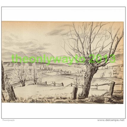 THE CERDAGNE, FRANCE, BOOK PLATE/PRINT BY HELEN KAPP, 1939