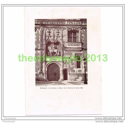 ENTRANCE TO CHATEAU OF BLOIS WITH STATUE OF LOUIS XII, FRANCE, PHOTO PRINT, 1911