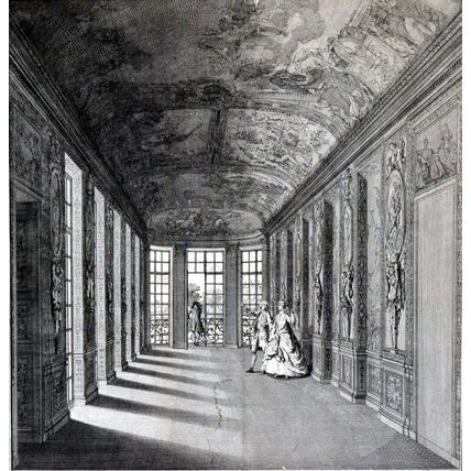 VEUE PERSPECTIVE ET INTERIEURE DE LA GALERIE 1720s Bernard Picart ETCHING