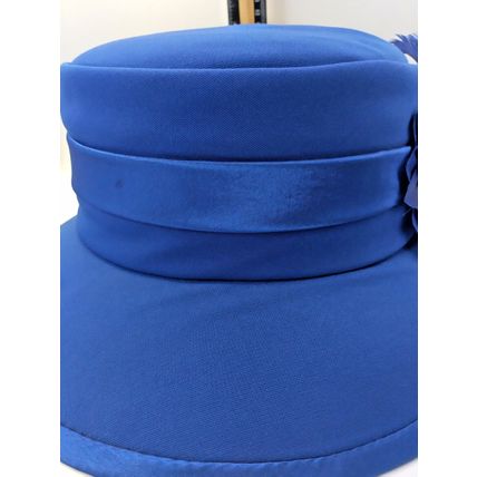 Vintage Milano Paris Derby Blue Embroidered Floral Beaded Feather Cocktail Hat
