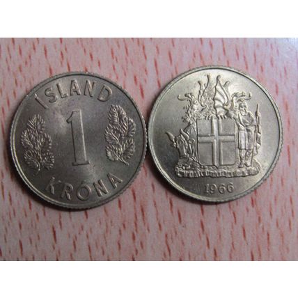Iceland 1966 1 Krona Coin