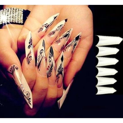 Nail Tips White French Edge Triangle Acrylic False Artificial Gel extensions