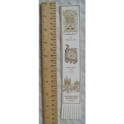 Vintage: white leather bookmark - Wimborn Minster, Dorset