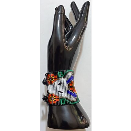 Traditional Huichol Art. Mexico Glass Seed Beads Bracelet. Animal Instinct 2