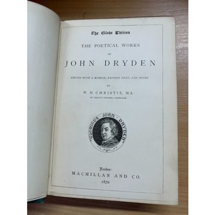 1870 "THE POETICAL WORKS OF JOHN DRYDEN" POETRY POEMS HARDBACK BOOK (P5)