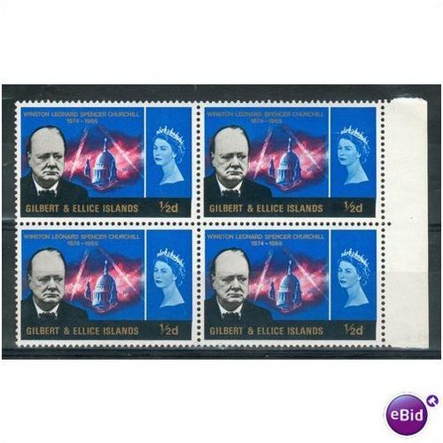 Gilbert & Ellice Islands 1966 - SG106 - ½d blue - Churchill Commemoration x4 MNH
