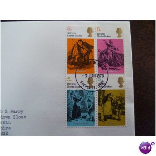 1970 GB Literary Anniversaries stmps PO FDC Rochester Dickens David Copperfield