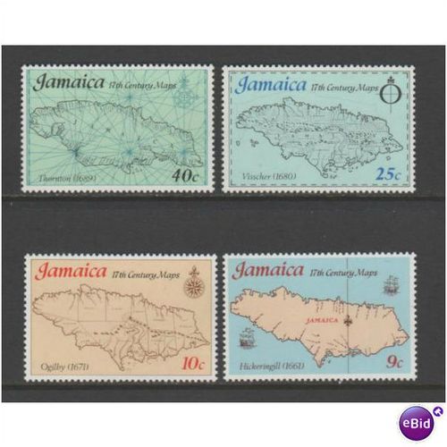 Jamaica 1977 17th Century Maps Unmounted Mint NHM SG 425-428 Sc 419-422