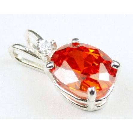 Created Padparadscha Sapphire, 925 Sterling Silver Pendant, SP020