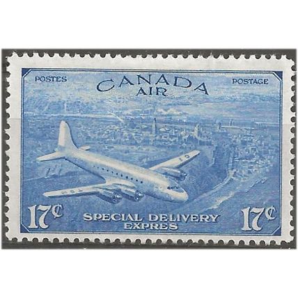 Canada 1946 S16 17c Ultramarine AIR Special Delivery Mounted Mint . .. .