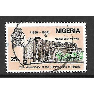 NIGERIA 1984 NIGERIA CENTRAL BANK 25K CENTRAL BANK SG 474 FINE USED#