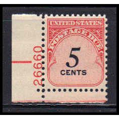J93 5c Postage Due Fine MNH P#S LL 26660 W2330