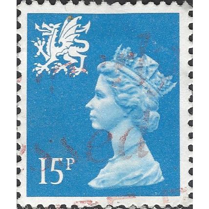 WALES, QE II, Machin, blue 1989, 15p, #4