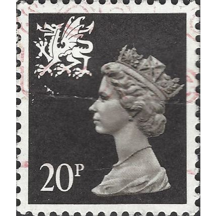 WALES, QE II, Machin, black 1989, 20p, #4