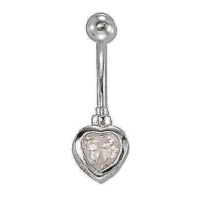 Banana Cz Cubic Zirconia Heart 14g / 14mm-Lg / 5mm Ball