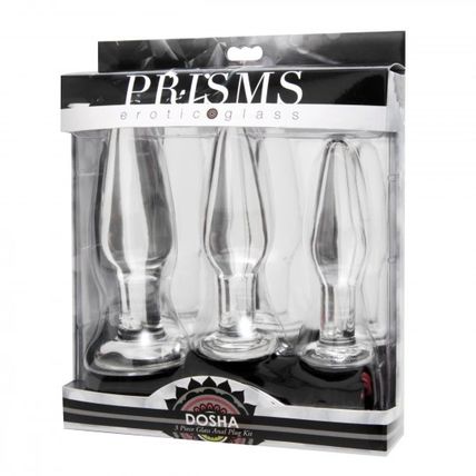 Dosha 3 Piece Glass Anal Plug Kit Butt Prisms Erotic Borosilicate Small to Large