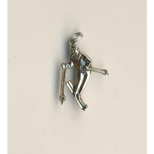 Sterling Silver Charm of a Downhill Snow Skier