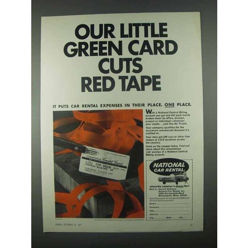 1967 National Car Rental Ad - Cuts Red Tape