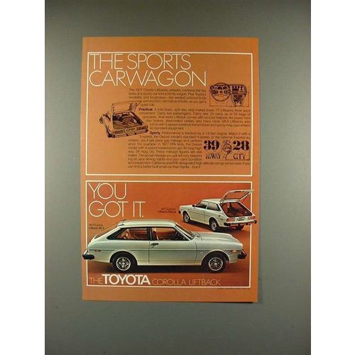 1977 Toyota Corolla Liftback SR-5 & Liftback Deluxe Ad