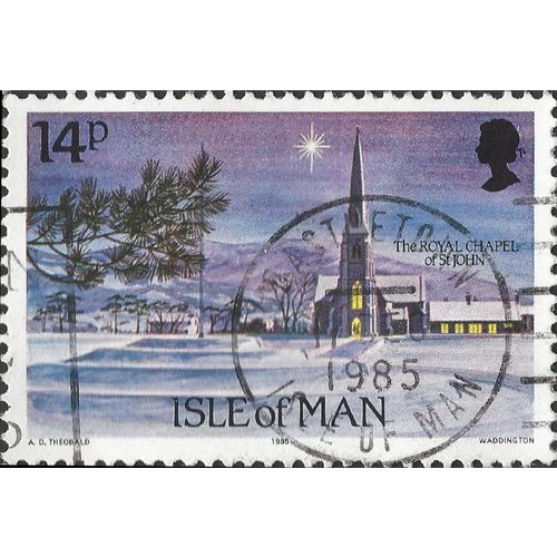 ISLE O MAN, Christmas, Royal Chapel St John, blue 1985, 14p, #3
