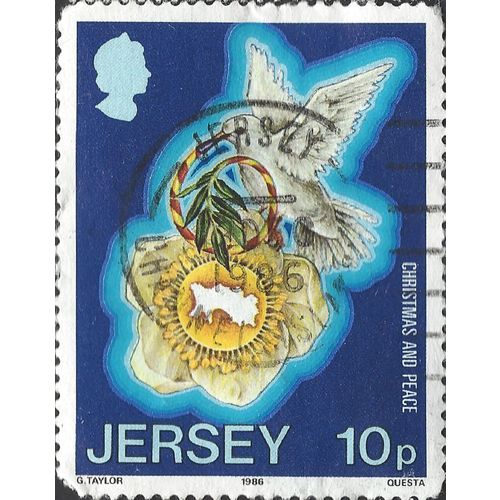 JERSEY, CHRISTMAS, Peace, Dove, blue 1986, 10p, #3