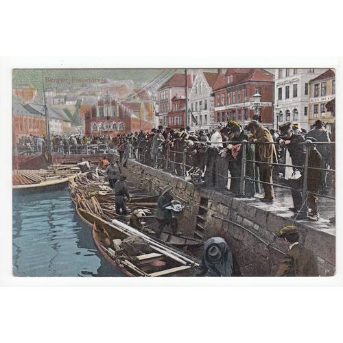 Bergen Fisketorvet Animated Fish Market Norway Postcard